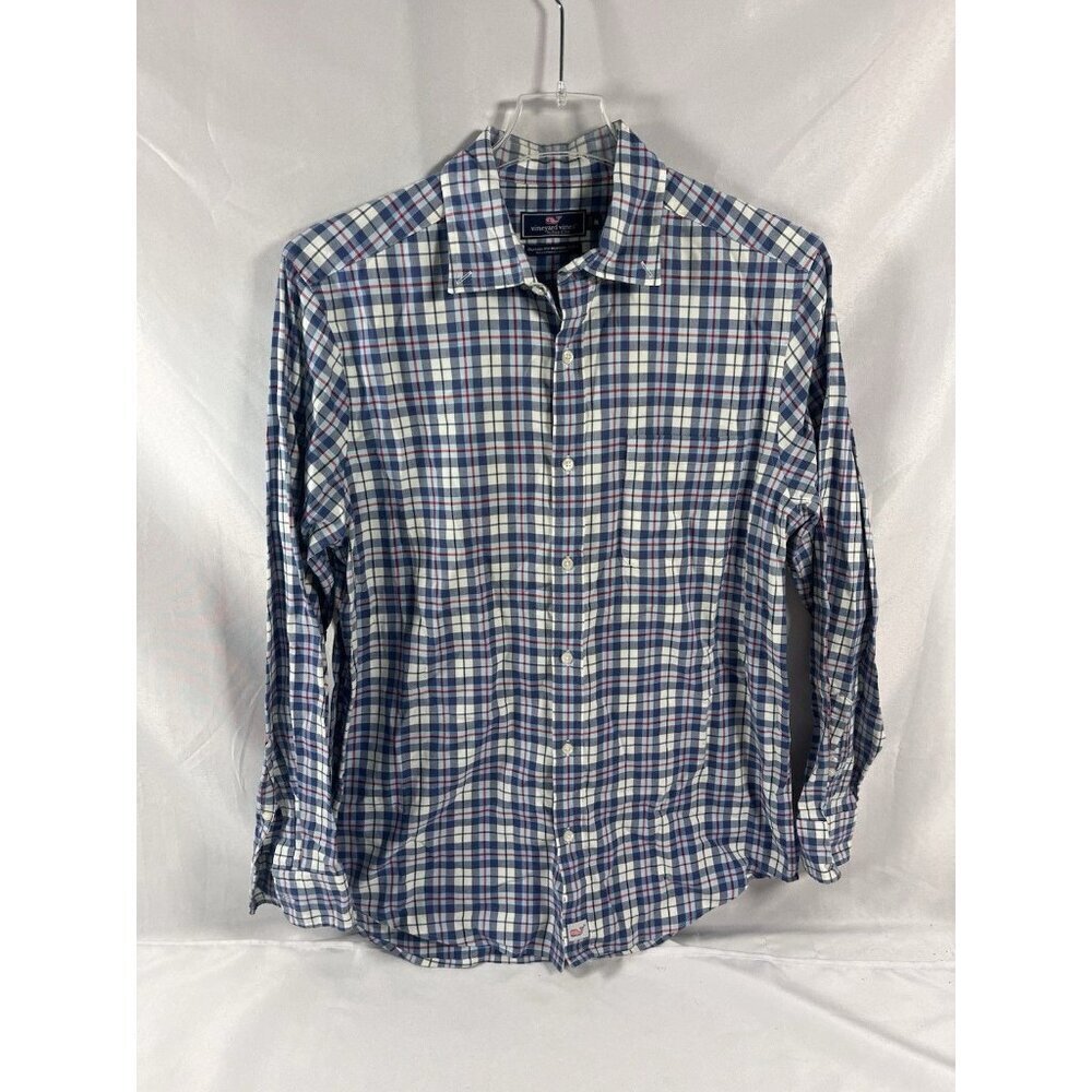 Vineyard Vines Classic Fit Murray Shirt Button Down Men's Medium Blue Plaid